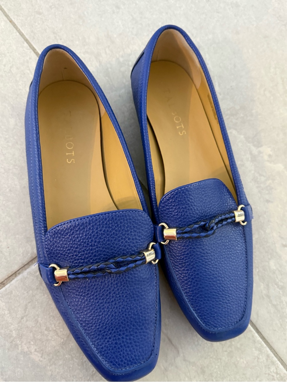 Talbots Royal Blue Braided Bit Leather Loafers Flats 9 - Picture 11 of 11